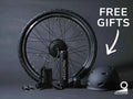 Sprinter conversion kit and helmet pictured beside the motor wheel, with Free gifts promotion